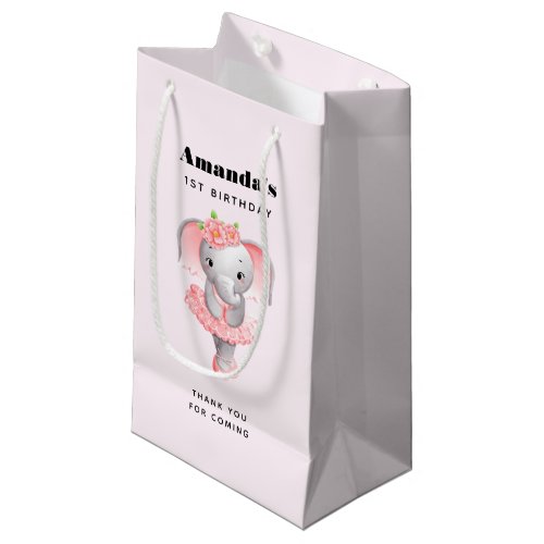 Adorable Ballerina Elephant Birthday Thank You Small Gift Bag