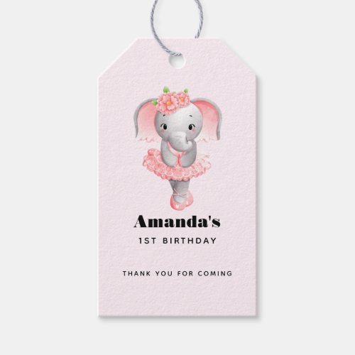 Adorable Ballerina Elephant En Pointe Birthday Gift Tags