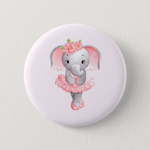 Adorable Ballerina Elephant En Pointe Button