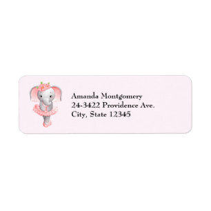 Adorable Ballerina Elephant En Pointe Label