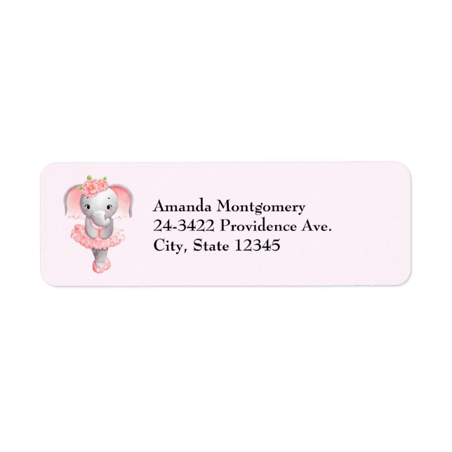 Adorable Ballerina Elephant En Pointe Label (Front)