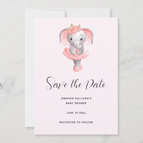 Adorable Ballerina Elephant En Pointe Save The Date