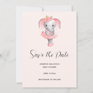 Adorable Ballerina Elephant En Pointe Save The Date