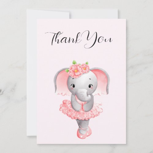 Adorable Ballerina Elephant En Pointe Thank You Card