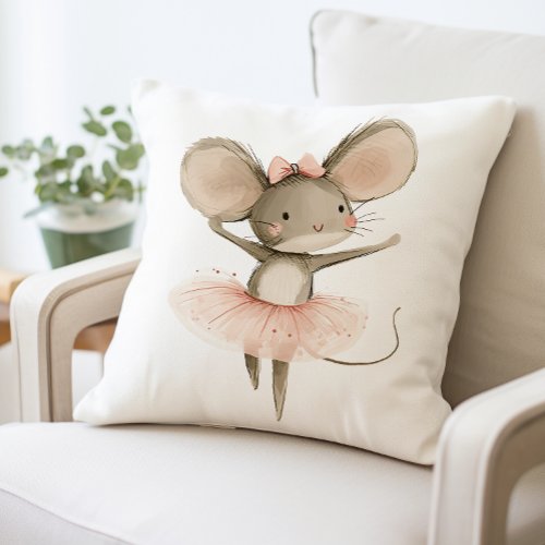 Adorable Ballerina Mouse Pillow Cute Nursery Throw Pillow