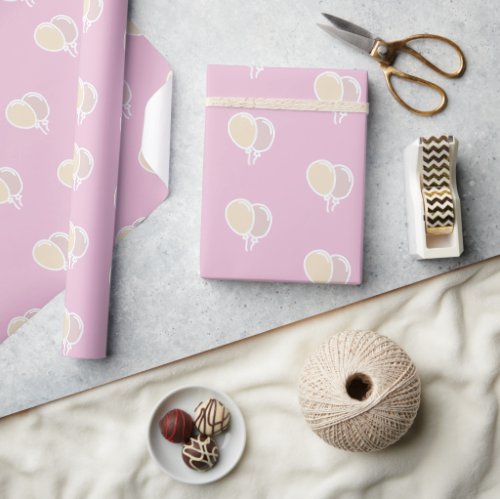 Adorable Balloon Pattern on Pink Wrapping Paper