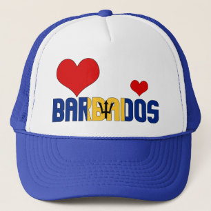 Adorable Barbados Flag Hearts Patriotic Trucker Hat