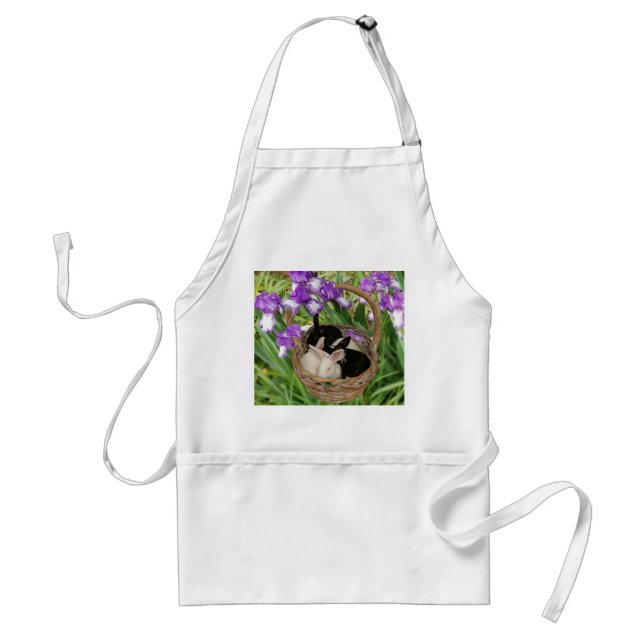 Adorable Basket of Baby Bunnies Adult Apron (Front)