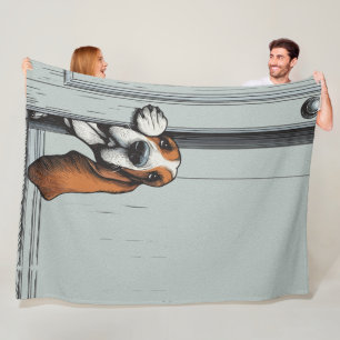 Adorable Basset Hound Dog Wall Art Fleece Blanket