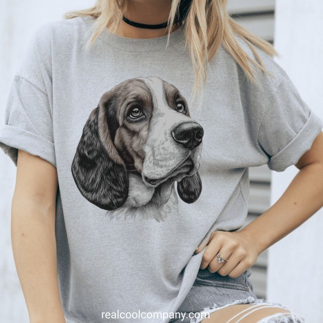 Adorable Basset Hound Sketch Cute Dog Lovers  Tri-Blend Shirt (Creator Uploaded)