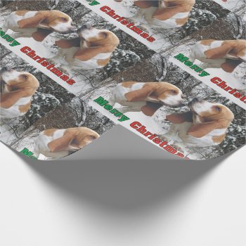 Adorable Basset Hounds Merry Christmas. Wrapping Paper by WackemArt at Zazzle