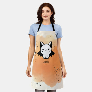 Adorable Bat Buddy - Kawaii Minimalist Nursery Art Apron