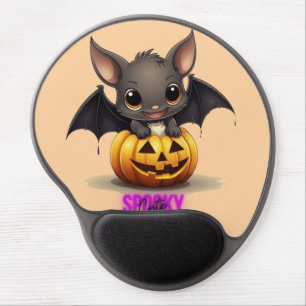 Adorable Bat on Pumpkin Cute Halloween Decor 2024 Gel Mouse Pad