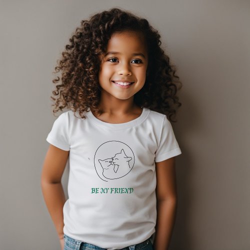 Adorable Be My Friend Kids T_Shirt _ Cute Cats 