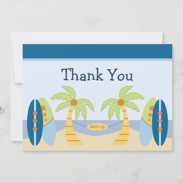 Adorable "Beach Baby"  Shower Thank You Card (Front)