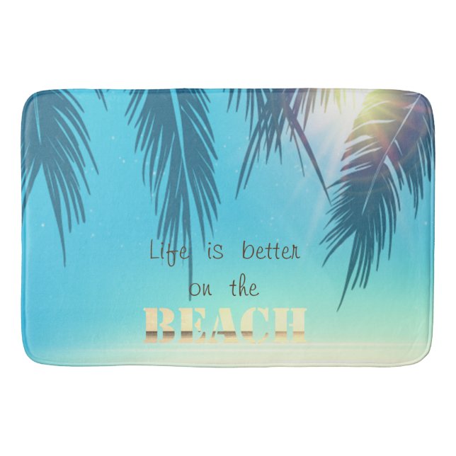 Adorable Beach Palm Leaves Bath Mat (Front)