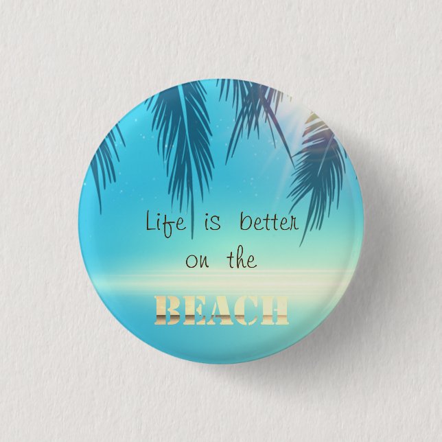 Adorable Beach Palm Leaves  Button (Front)