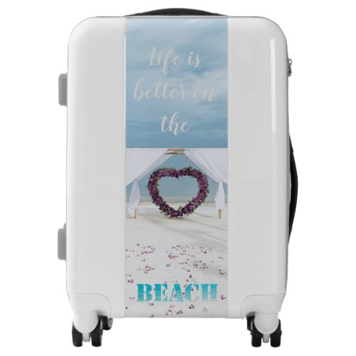 Adorable BeachSandFloral Heart Luggage