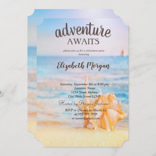 Adorable BeachSandSeashells Retirement Party  Invitation