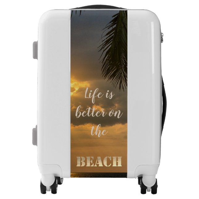 Adorable Beach, Sunset, Palm Luggage (Front)