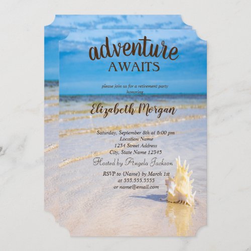 Adorable BeachWavesSeashells Retirement Party   Invitation