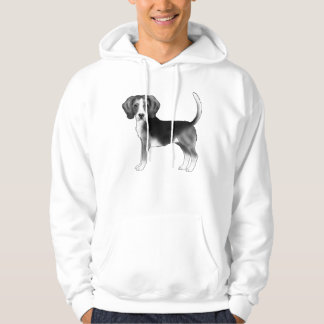 Adorable Beagle Dog Drawing In Black And White Hoodie