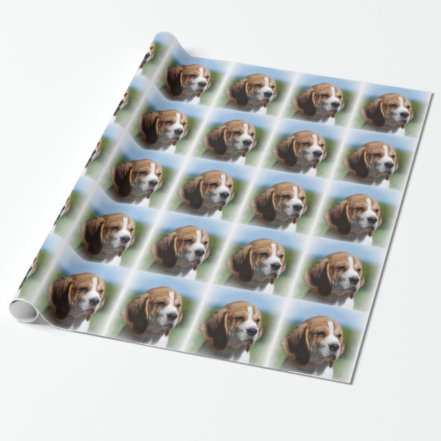 Adorable Beagle Dog Wrapping Paper (Unrolled)