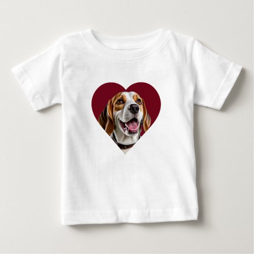 Adorable Beagle in Heart Shape Design Baby T_Shirt