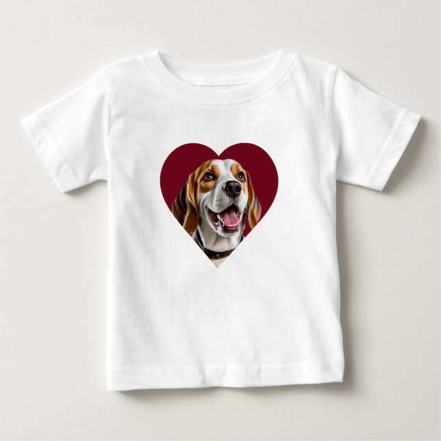 Adorable Beagle in Heart Shape Design Baby T-Shirt (Front)