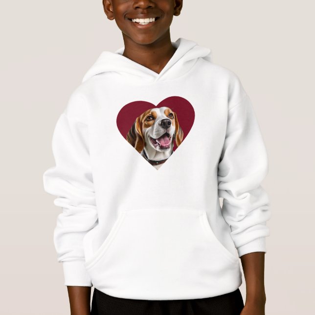 Adorable Beagle in Heart Shape Design Hoodie (Front)