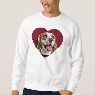 Adorable Beagle in Heart Shape Design Sweatshirt