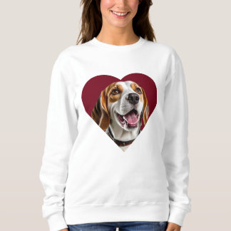 Adorable Beagle in Heart Shape Design Sweatshirt