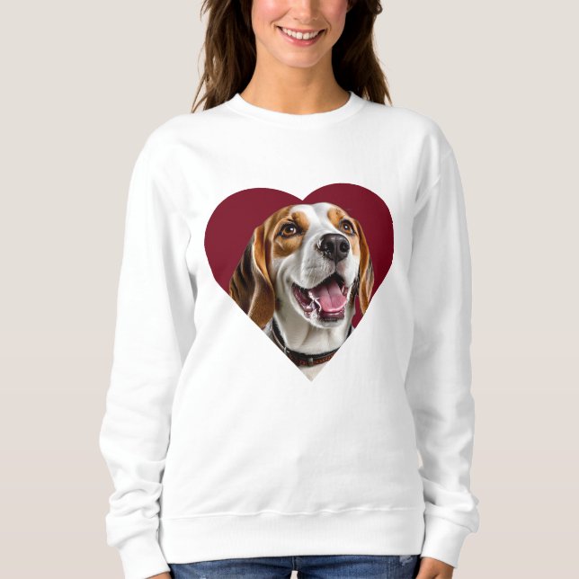 Adorable Beagle in Heart Shape Design Sweatshirt (Front)