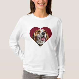 Adorable Beagle in Heart Shape Design T-Shirt