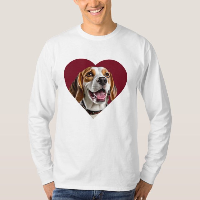Adorable Beagle in Heart Shape Design T-Shirt (Front)