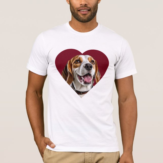 Adorable Beagle in Heart Shape Design T-Shirt (Front)