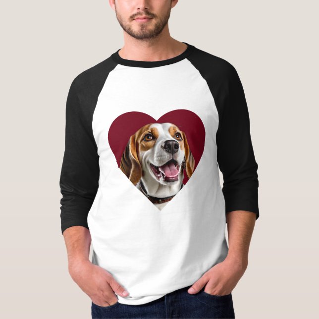 Adorable Beagle in Heart Shape Design T-Shirt (Front)