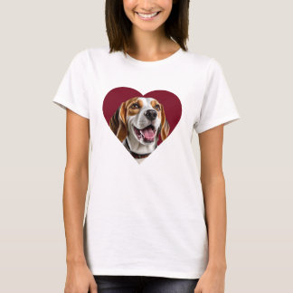 Adorable Beagle in Heart Shape Design T-Shirt