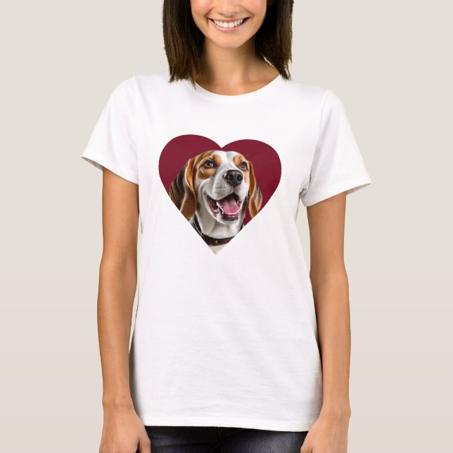 Adorable Beagle in Heart Shape Design T-Shirt (Front)