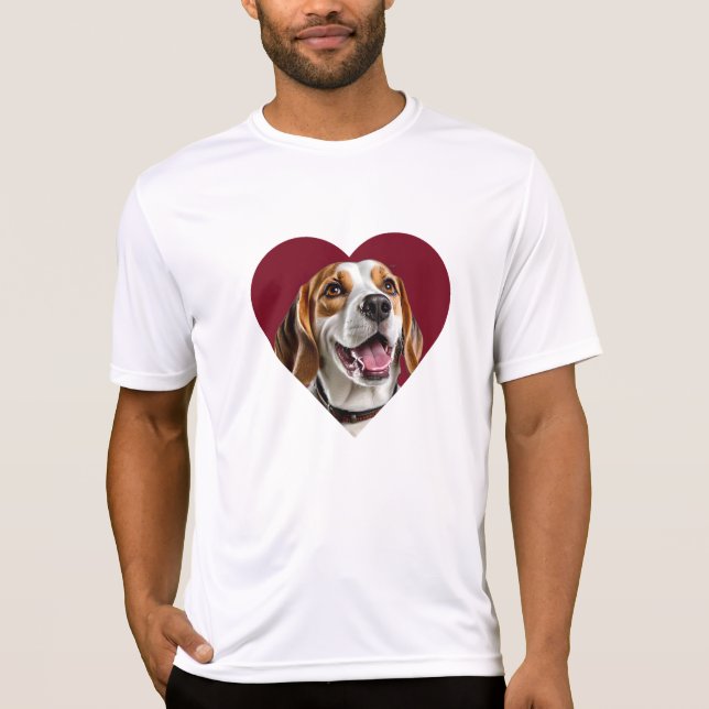 Adorable Beagle in Heart Shape Design T-Shirt (Front)