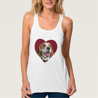 Adorable Beagle in Heart Shape Design Tank Top