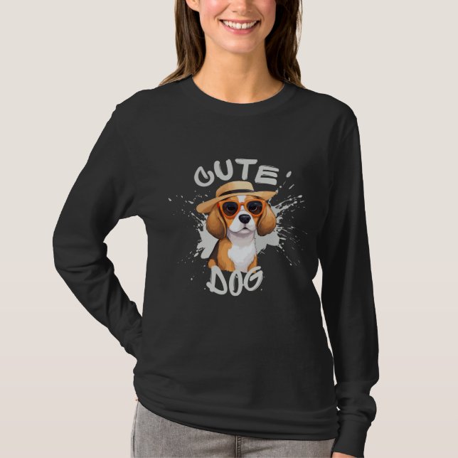 Adorable Beagle in Sunglasses | Cute Dog Graphic T-Shirt (Front)