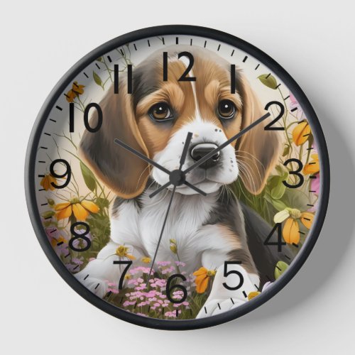 Adorable Beagle Puppy Dog Clock