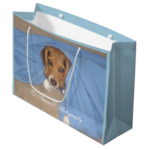 Adorable Beagle puppy large gift bag