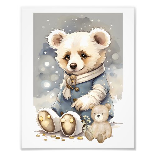 Adorable Bear Coat and Scarf with Teddy Bear Buddy Photo Print
