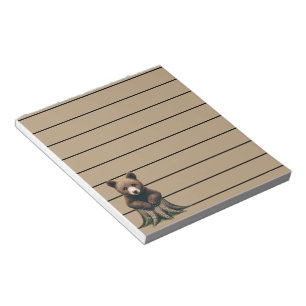Adorable Bear Cub on Tree Stump Woodland Notepad