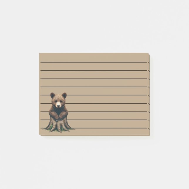 Adorable Bear Cub Sitting on Tree Stump Post-it Notes (Front)