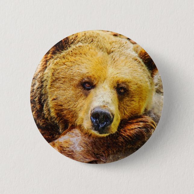 Adorable Bear Face Woodland Animal Button (Front)