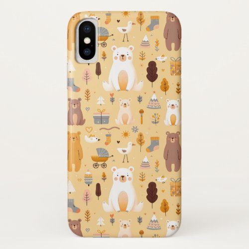 Adorable Bear Pattern iPhone X Case