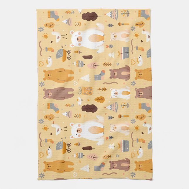 Adorable Bear Pattern Kitchen Towel (Vertical)